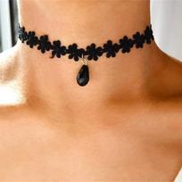 Vintažinis Mados Juodas Nėrinių Širdelės Formos Dirbtinio Perlo Pakabukas Karoliai Moteriški Moterų Seksualūs Paprasti Chokeriai Moterų vakarėlio Papuošalai as the picture- white
