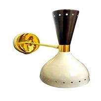 Mid Century Italian Brass Diabolo Stilnovo Flush Mount Wall Sconce Light Fixture black