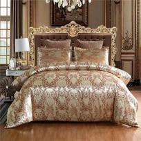 High End Jacquard King Size Bedding Set Luxury European Wedding Bedding Sets Queen American Satin Double Duvet Cover Set 220x240 US Single size 2 pcs brown