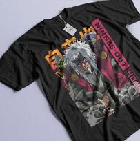 Jiraija sennin Naruto anime t shirt, manga fan gift otaku lot M gray