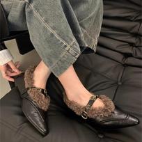 Fashion Fur Pointed Toe Women Sexy Chelsea Boots Elegant Ankle Flats Warm Winter Shoes 2024 New Designer Style Fashion Female Footwear 35