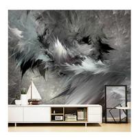 Pagal individualų užsakymą tapetai Namų tobulinimo dekoras 3D tapetai sienoms Abstraktaus meno Juodos ir baltos plunksnos freska svetainei 200 cm(W) x 140 cm(H) gray
