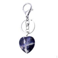 Heart Gemstone Pendant Keychain Keyring DIY Lobster Clasp Findings Blue gray