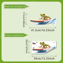 Playful Surfing Frog Toilet Sticker Removable Funny Bathroom WC Decoration Self-Adhesive Wall Decal 30x40cm įvairiaspalvis
