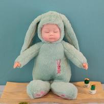 Kids Lifelike Reborn Baby Dolls Soft Body Plush Rabbit Toy Stuffed Newborn Dolls Sleeping Girl Dolls Easter Toy Appease Toys 23cm žalia