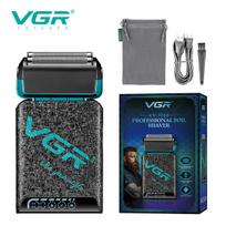 VGR V-374 Shaver Reciprocating Blade Gradient Color Ice Crack Body High-end Shaver LED Intelligent Digital Display Portable Electric Men's Home Razor žalia
