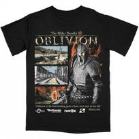 The Elder Scrolls IV Oblivion Officially Inspired Graphic T-Shirt Black Gaming Tee Knight Flames Design Men Women All-Season L gray