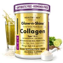 Skin Glow-n-Shine® Kolageno milteliai 200g | Hidrolizuotas kolagenas moterims ir vyrams su hialurono rūgštimi, biotinu ir vitaminu C sveikai odai 200 GM