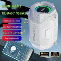 Smart Mini Bluetooth Speaker with AI, Heavy Bass, Card/U Disk Support, and Long Battery Life gray