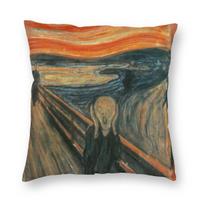 The Scream Edvard Munch Pillowcase Polyester Linen Velvet Creative Zip Decor Throw Pillow Case Home Cushion Cover 18 12x12Inch brown