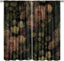 Gotikinės Gėlių Blackout Užuolaidos   Kaimiško Namo Retro Gėlės Vandens Spalvos Vintažiniai Augalai Boho Helovino Langų Užuolaidos   Miegamojo 100*130 Grommet Top 1pcs black