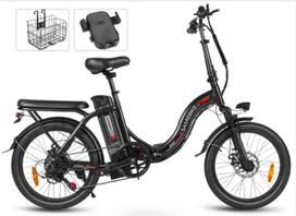 Samebike 2026 CY20 sulankstomas elektrinis dviratis, didelės spartos šlifuotas tylus variklis, 36V 12Ah nuimama baterija, 20 colių E-bike 36V 12AH 350W juoda