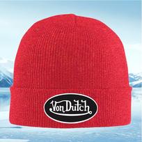 Von Dutch užrašų logotipo ovalus rėmelis Vyriška Moteriška Unisex Megzta Kepurė Žieminė Šilta Kalėdinė Lauko Dviračių red
