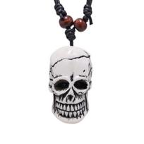 FX020 Jaučio kaulo drožinėtas karoliai kaukolės pakabukas Punk Choker Retro papuošalai Genties stilius Imituoto jakų kaulo karoliai Amuletas Dovana brown
