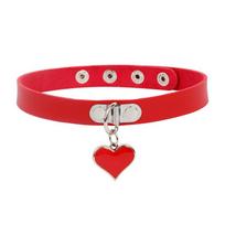 Women'S Sexy Belt Choker Necklace - Black Red Pink Heart Pendant Clavicle Jewelry Accessory For Ladies Ideal Girl Gift red