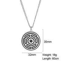 EUEAVAN Vintage Hekate Wheel Strophalos Hecate Symbol Pendant Necklace Witchcraft Power Magic Goddess Kabbalah Amulet Jewelry 60cm white