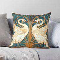 Swan Rush And Iris Walter Crane Pillowcase Polyester Linen Velvet Creative Zip Decor Pillow Case Home Cushion Cover 30X30CM
