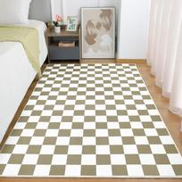 Juodai baltas languotas kilimas svetainei, miegamajam, 6x9 minkštas plaunamas zoninis kilimas su neslystančiu pagrindu, žemo plauko, atsparus dėmėms kilimas 183x275cm beige