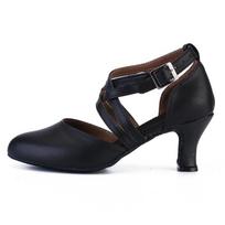 New Microfiber Synthetic Leather Closed Toe Latin Dance Shoes Black Ballroom Tango Salsa Dance Shoes 34 juoda