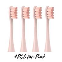 4 vnt. keičiamos šepetėlio galvutės, skirtos Oclean X PRO/Z1/F1/One/Air 2/SE Soft DuPont elektrinis dantų šepetėlis, supakuotas vakuume rožinė