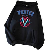 Hazbin Hotel VOX Retro Signal Logo Hoodie Man Woman Harajuku Long Sleeve Pullover Tops Sweatshirt Gift S black