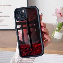 Katana Samurai Ronin Sakura Phone Case for iPhone 17 16 15 14 13 12 11 Air Pro Max Plus Thicken TPU Colorful Cover Luxury Cover iPhone 12 black