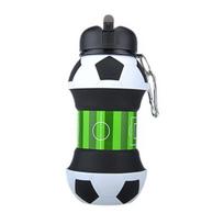 Collapsible Silicone Ball Water Bottle, 550ml Foldable Football Bottle with Climbing Buckle, Leak Proof Spill Resistant Outdoor Sports Travel 550ML juoda
