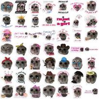 56Pcs Sad Hamster Meme Decals Cute Stickers Aesthetic Phone Notebook Suitcase Laptop Fridge Wall Cartoon Animals Sticker black