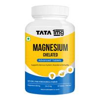 TATA 1MG Chelated Magnesium Plus Tablets with Zinc & Vitamin B6-60 Tablets | High Absorption Magnesium Supplement for Women & Men | Supports Nervou
