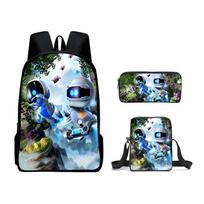 Astrobotas su piešiniu Kuprinė Lengva Studento Mokyklinė Kuprinė Kompiuterio Krepšys Trys Dalys pencil bag black