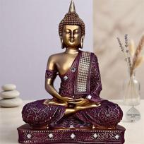 New Limited Edition 25 Centimetre Meditating Sitting Buddha Idol Statue showpiece Home Decor Decoration Items for Living Room and Gifts Onesize auksas/violetinė