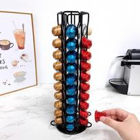Laiko 60 kapsulių Kavos kapsulių laikiklis 360 laipsnių besisukantis Kavos kapsulių laikymo stovas  For Nespresso sidabras