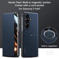 Samsung Galaxy Z Fold 8 Ultra 7 6 anglies pluošto rašto odinis Magsafe dėklas Verslo lango vaizdo atverčiamas dangtelis Galaxy Z Fold8 Ultra mėlyna