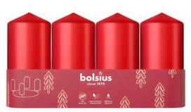 Žvakė, cilindrinė Bolsius, 20 h, 4 vnt., raudona sp.
