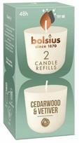 Žvakė, aromatinė Bolsius Clean Light Refill Cedarwood & Vetiver, 24 h, 2 vnt., balta sp.