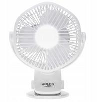 Nešiojamas mini stalinis ventiliatorius Adler su LED lempute ir spaustuku
