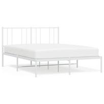 vidaXL Metalinis lovos rėmas su galvūgaliu, baltos spalvos, 135x190cm