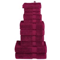 vidaXL Rankšluosčių rinkinys SOLUND, 12vnt., tamsiai raudoni, 600g/m²
