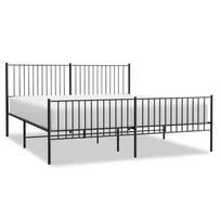 vidaXL Lovos rėmas su galvūgaliu/kojūgaliu, juodas, 193x203cm, metalas