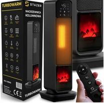Keraminis koloninis šildytuvas Stazer Turbowarm, 2200 W, PTC, LED liepsnos efektas, nuotolinis valdymas