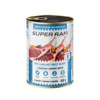 Super Rafi šlapias šunų maistas su ėriena ir kalakutų širdelėmis, 400 g
