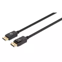 Manhattan DisplayPort 1.4 laidas, 8K@60Hz, 3m, pintas kabelis, vyriškas į vyrišką, su fiksatoriais, pilnai ekranuotas, juodas, garantija visam gyvenimui, atitinka DP14MM3M