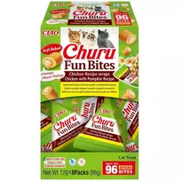 Šlapi skanėstai katėms INABA Churu Fun Bites Vištiena ir moliūgas 8 x 12 g pasta, baltymai 27,3%, drėgmė 56%