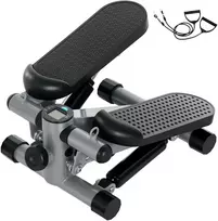 SPORTNOW 2 viename mini elipsinis treniruoklis namams su galios lynais, aukštyn-žemyn svyruojantis elipsinis treniruoklis su LCD ekranu, elipsinis treniruoklis namų treniruoklis iki 100 kg kojų/rankų treniruotėms, namų biuro fitneso pratimams, pilka