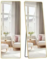Songmics Stačiakampis veidrodis per visą ilgį 160 x 50 cm šviesiai auksinis