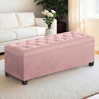 Songmics Taburetė su daiktadėže 40 x 110 x 40 cm pastelinės rožinės spalvos