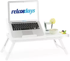 Relaxdays Baltas bambukinis nešiojamojo kompiuterio staliukas