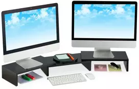 Laikiklis Relaxdays Juodas monitoriaus stovas 2 monitoriams