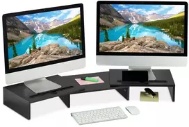 Laikiklis Relaxdays Juodas monitoriaus stovas 2 monitoriams