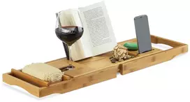 Relaxdays Bambukinis vonios padėklas su knygos stovu